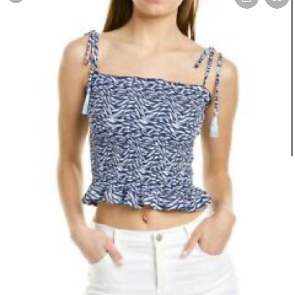 Beach gold Blue and White ruching summer top strapped